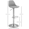 A bar stool with dimensions indicated by text and lines. Voir les images du produit