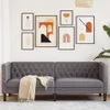vidaXL Divano Chesterfield 3 posti in Pelle finta grigio Anteprima dell’immagine prodotto 2