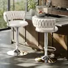 Barhocker 2er Set mit Samtsitz (Beigeweiß) | Barhocker Produktbild-Vorschau 2