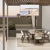 An outdoor living space with a TV mounted on the ceiling above a dining table. Anteprima dell’immagine prodotto