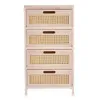 A light wooden chest of drawers with four drawers featuring cane webbing fronts and dark brown handles. Produktbild-Vorschau