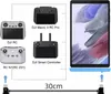 Diagram showing different DJI remote controllers and a tablet connected by a cable. Produktbild-Vorschau