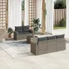 Design 6-tlg. Garten-Sofagarnitur mit Kissen Grau Poly Produktbild-Vorschau 1