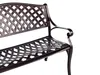 A close-up of a brown metal garden bench with a lattice design. Náhľad obrázku produktu