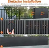 Collage showing the installation process of a privacy screen. Produktbild-Vorschau