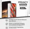 Two smartphones are shown, one with a dark screen displaying a sunset and clouds, and another with a bright screen displaying a close-up of a flower. Text and logos are present in the upper right corner and below the phones. Produktbild-Vorschau
