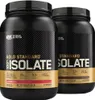 Two black tubs of Optimum Nutrition Gold Standard 100% Isolate protein powder are shown side-by-side against a white background. Produktbild-Vorschau