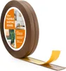 A roll of brown flexible skirting board with adhesive backing is shown, with a section unrolled to reveal the tape. Náhled obrázku produktu