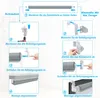 Diagrams showing the steps for installing a roller blind. Voir les images du produit