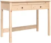 A plain studio shot of a wooden desk with two drawers. Podgląd zdjęcia produktu