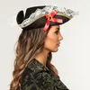 Cappello da pirata con pizzo per donna nero-bianco-rosso - Anteprima dell’immagine prodotto 2