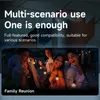 A group of friends enjoying a reunion outdoors at night, with string lights and a speaker. Produktbild-Vorschau