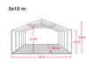 A technical drawing of a tent with dimensions indicated. Produktbild-Vorschau