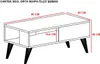 A diagram showing the dimensions of a coffee table. Voir les images du produit