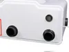 A close-up view of the side of a white appliance with black connectors. Produktbild-Vorschau