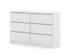 A white dresser with six drawers against a white background. Voir les images du produit