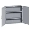 A gray cabinet with two doors open, showing three shelves inside. Produktbild-Vorschau