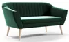 A green velvet sofa with wooden legs, shown from a front-side angle against a white background. Produktbild-Vorschau