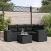 5-tlg. Garten-Sofagarnitur mit Kissen Schwarz Poly Rattan Produktbild-Vorschau 1