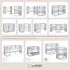 A collage of different configurations and accessories for a baby crib. Produktbild-Vorschau