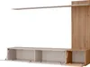 A modern media unit with open shelves and a slatted wood panel. Anteprima dell’immagine prodotto