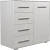 A white chest of drawers with a cabinet on the right side, shown from a front-side angle against a white background. Náhľad obrázku produktu