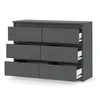 A gray dresser with six drawers, some of which are open, against a white background. Náhľad obrázku produktu