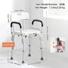 A diagram of a shower chair with dimensions and specifications. Podgląd zdjęcia produktu