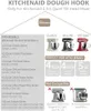 Knethaken für Kitchenaid 4.5/5QT Edelstahl Knethaken Produktbild-Vorschau 2