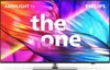 A Philips Ambilight TV displaying colorful abstract graphics and text. Produktbild-Vorschau