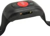 A close-up shot of a black SOS emergency wristband with a red SOS button and gold charging ports. Náhľad obrázku produktu
