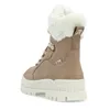 A single beige boot with white fur trim is shown from the back against a white background. Voir les images du produit