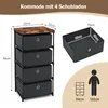 A diagram showing the dimensions of a storage dresser and a silhouette of a person for scale. Podgląd zdjęcia produktu