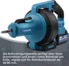 A close-up marketing image of a blue and black pipe cleaning machine with text overlay. Podgląd zdjęcia produktu