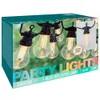 The image shows the packaging of a string of outdoor party lights with a garden background. Anteprima dell’immagine prodotto