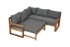 A sectional outdoor sofa set with cushions and an ottoman, displayed on a white background. Produktbild-Vorschau