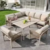 An outdoor patio setting with a sectional sofa, chairs, and a coffee table. Náhľad obrázku produktu