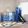 vidaXL Lit superposé avec toboggan et rideaux bleu 80x200 Voir les images du produit 2