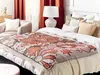 BELIANI Decke Rot Braun Beige 130 x 170 cm Blumenmotiv Produktbild-Vorschau 2