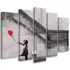 5-teiliges leinwandbild banksy mädchen luftballon 150x100 Produktbild-Vorschau 1