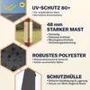 KINGSLEEVE® Holz Sonnenschirm 330 cm UV Schutz 80+ Produktbild-Vorschau 7