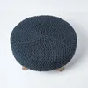 HOMESCAPES Gestrickter Fußhocker, 30 cm hoch, schwarz Produktbild-Vorschau 3