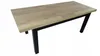 A rectangular table with a light wood top and black legs, isolated on a white background. Náhled obrázku produktu