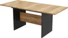 A rectangular dining table with a light wood grain top and black metal legs, shown from a slightly elevated side angle against a white background. Anteprima dell’immagine prodotto