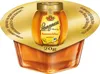 A small jar of Langnese honey with a gold lid, presented in a gold-colored blister pack. Produktbild-Vorschau