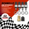 A collage advertising a bicycle repair kit, featuring the products and text describing their benefits and contents. Produktbild-Vorschau