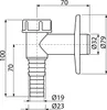 Technical drawing with dimensions of a white plumbing fitting. Anteprima dell’immagine prodotto