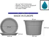 Product dimensions and features of a plant pot and saucer set. Produktbild-Vorschau