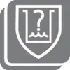 A white shield-like icon with a question mark and wavy lines inside, set against a gray background. Produktbild-Vorschau