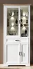 Vitrine JASMIN 2-türig in Weiß mit LED-Beleuchtung und Artisan-Eiche-Absetzung, Gesamtansicht. Produktbild-Vorschau
